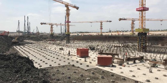 Preparation work for construction of reinforced composite pile