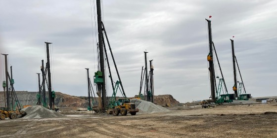 Gravel piles are constructed into piles