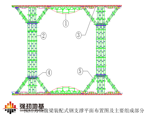 Prestressed fish belly beam prefabricated steel support layout
